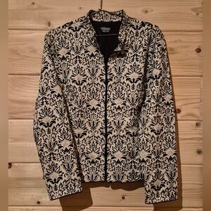 Anthracite Black and Cream Patterned Blazer Jacket Size 16 21x24